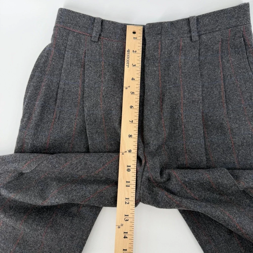 Barry Bricken Trousers 27x30 Charcoal Gray Virgin Wool Pleated Pinstripe Pants